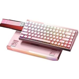 QPSJXN Magnetische schakelaar, mechanisch toetsenbord, 8K 0,01 mm, RT Hot Swap RGB koolstofvezel, kabelgebonden, accessoires compatibel met verschillende systemen (Pink Contour-Side)
