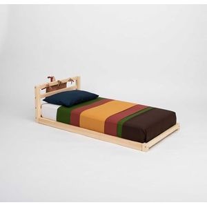 Bedframe op de vloer, Frame voor peuterbed, Kinderbedframe, Houten bed, Montessori-meubels, Montessori-bed (Zwart, 190x120cm)
