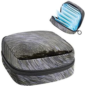 Periode Pouch, Draagbare Tampon Opbergtas voor Maandverband, Grijze Sterrenhemel Night, Meerkleurig, 4.7x6.6x6.6 in/12x17x17 cm