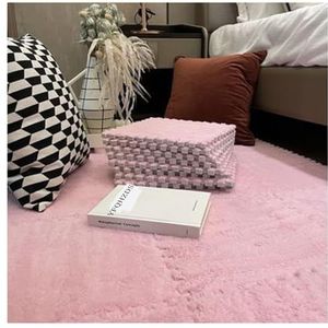 Zeyeo 30 Stuks 30cm Pluche In Elkaar Grijpende Schuimrubberen Vloermatten - Snijbare Verdikte Speelmat Voor Slaapkamer En Speelkamer(Pink)