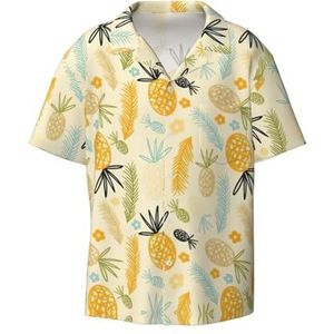 YJxoZH Ananas Patroon Print Heren Jurk Shirts Casual Button Down Korte Mouw Zomer Strand Shirt Vakantie Shirts, Zwart, L