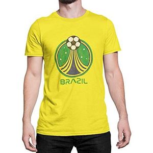 BRAZIL - Mens Country Rocket Ball Vintage Style Football Fan Organic Cotton T-Shirt