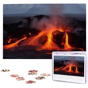 Kilauea vulkaanpuzzels, 1000 stukjes, gepersonaliseerde legpuzzels, houten fotopuzzel voor volwassenen, familie, foto, puzzelgeschenken voor bruiloft, verjaardag, Valentijnsdaggeschenken (74,9 x 50