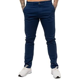 989Zé ENZO Heren skinny slim fit chino's stretch broek broek, Blauw, 32W / 32L