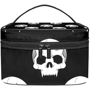 Schedels Zwarte make-up organizer tas, reismake-up tas organizer case draagbare cosmetische tas voor vrouwen en meisjes toiletartikelen, Meerkleurig, 22.5x15x13.8cm/8.9x5.9x5.4in