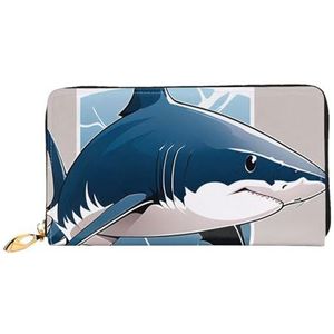 KARFPP Premium rechthoekige portemonnee met blauwe haaienprint - luxueus, modieus en functioneel - cadeau voor elke gelegenheid, Blauwe Haai, Eén maat