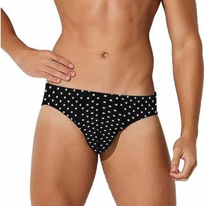 Polka Dots Zwart-wit Heren Slips Ondergoed Stretch Korte Zachte Ademende Onderbroek Gedrukt