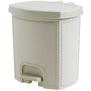 Vuilnisbakken voor binnen Pedal Indeling Trash Can Living Room Flip Grote Living prullenbak Binnen Badkamer Keuken prullenbak kunstleer Grain 9L Vuilnisbak voor binnen(Beige,7L)