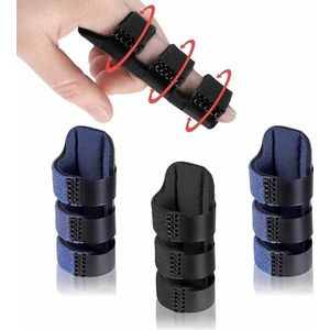 Masper 3 stuks vingerrail, verstelbare trigger vingerrail voor volwassenen, gebroken / triggervinger, wasbare vingerbrace voor artritis met aluminium barondersteuning, 1 zwart, 2 blauw