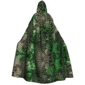 FRGMNT Groene slangenprint dames mantel met capuchon, carnaval cape, volwassenen capuchon mantel cape voor Halloween cosplay kostuums