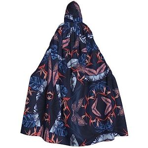 FRESQA Blauwe en oranje vogel prachtige cape met capuchon voor volwassenen - Ultieme rollenspel mantel, perfect voor een vampierlook