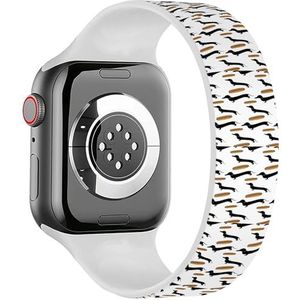 Solo Loop Band Compatibel met All Series Apple Watch 38/40/41mm (Cartoon Zwarte Teckels) Elastische Siliconen Band Strap Accessoire, Siliconen, Geen edelsteen
