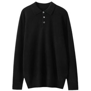 Zadaos Heren 100% kasjmier trui trui casual losse gebreide grote top onderlaag jas shirt, Zwart, L