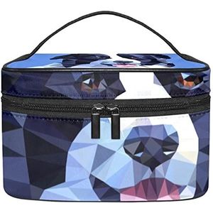 Reizen Make-up Cosmetische Case Opbergtas Abstracte Border Collie Hond Portret-01 Cosmetische Tas Draagbare Voor Meisjes Vrouwen, Meerkleurig, 22.5x15x13.8cm/8.9x5.9x5.4in