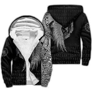 Viking - Fleece Hoodie - Raven - Warme Dikke Rits Pullover - Winter Herfst