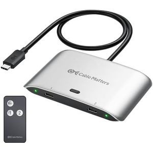 Cable Matters 20Gbps USB4 C-schakelaar voor 2 computers, ondersteuning voor 8K@30Hz, 5K@60Hz en 4K@144Hz, 140W PD, voor het delen van een USB-C of Thunderbolt 4-monitor
