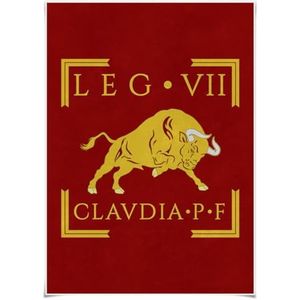 Nice Captain Imperial Roman Army Vexillum poster 70 cm x 50 cm Romeinse legioenen standaard vlag canvas poster (LEGIO VII CLAUDIA PIA FIDELIS)