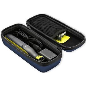 ProCase Eva Hart Hoes Reisopslag Draagtas Beschermtas voor Philips Norelco OneBlade Heren Hybrid Elektrische trimmer en scheerapparaat, met bevestigingsriem marineblauw