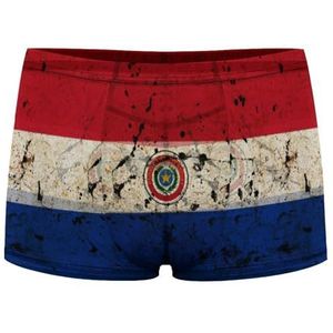 Vintage Paraguay Vlag Heren Boxer Slips Sexy Shorts Mesh Boxers Ondergoed Ademend Onderbroek Thong