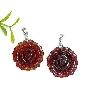 25mm Rose Flower Hanger Natuurlijke Genezing Kristalsteen Kettingen Kralen Voor Energie Amulet Sieraden Maken Accessoire DIY Geschenken-Rode Agaat-10 Stuks