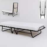 Troonz Opklapbed Verona 90x200 cm – Vouwbed voor Volwassenen – Logeerbed met 12 cm Ergonomisch Matras – Inklapbaar Bed met Lattenbodem & Wielen – Stalen Frame – Eenpersoonsbed Zwart