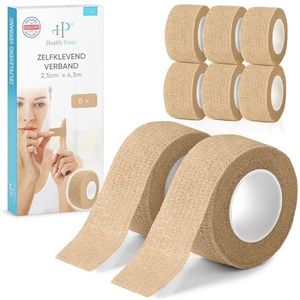 Health Press® Vingerpleister Zelfklevend – 8 Rollen Beige (2,5cm x 4,5m) | Waterdichte Pleisterband | Elastische Fixatiebandage | Stof-, Vet- en Vuilafstotende Pleister voor Vingers en Handen