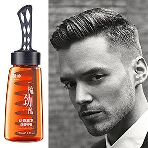 2-in-1 Oliekop-styling-gel voor mannen met kam voor heren, kappergel met brede tandkam, flexibele modelleercrème, op waterbasis, misthoud-crème met matte afwerking, haarstyling-crème