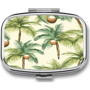 Zomer Kokosboom Pil Doos Pil Organizer Pil Case 2 Compartiment Geneeskunde Pil Organizer Kleine Pil Case Pil Container Pil Houder Leuke Pillendoos Mini Pil Case