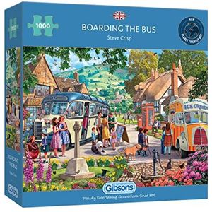 Boarding The Bus 1000 stukjes legpuzzel | Nostalgie Jigsaw Puzzle | Duurzame puzzel voor volwassenen | Premium 100% gerecycled bord | Geweldig cadeau voor volwassenen | Gibsons Games