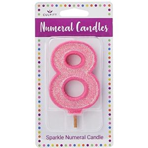 Culpitt Sparkle Number Kaarsen voor Cake & Cupcakes, Single van 0-9, Vier verjaardagen en jubilea met flair, roze