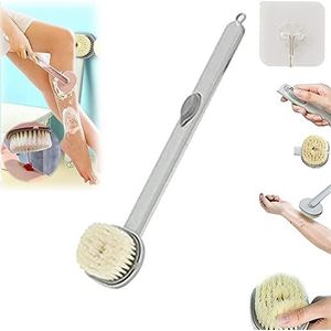 Afneembare Rug Body Bad Douche Spons Struikgewas Met Handgreep Massager, Zachte Stijve Borstelharen Exfoliërende Doucheborstel Met Handgreep Massager-grey