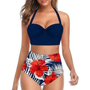 Bikini Vrouwen Badmode Top Bottoms Badpak Sets Nieuwe Womens Push Up Bikini Set Hoge Taille Badpak Bloemen Badpak Badmode Badpak Beachwear M Bl