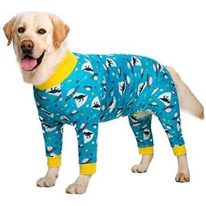 Big Dog Basic Kleding Pure Cotton shirt pyjama middelgrote en grote honden met vier poten Kleding Full Body High Stretch (Color : Blue dinosaur, Size : 26#(7.5~10KG))