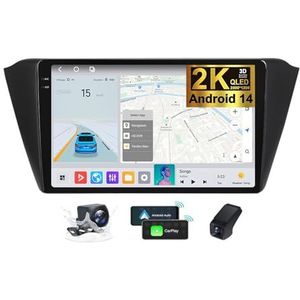 Android 14 GPS-Autoradio voor Skoda Fabia 3 III 2015-2019 9,5 inch Touchscreen met Bluetooth/SWC/FM RDS DAB+ Radio/Carplay Android Auto/DSP Video Stereo Speler + DVR Achtercamera(2K M200S)