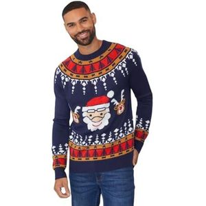 Threadbare I LOVEBEER Feestelijke gebreide kersttrui, marineblauw, L