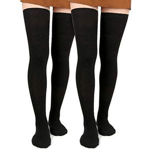 Moon Wood Dames Warmte Kniekousen Dikke Hoge Kousen Super Lange Katoen Gebreide Beenwarmers