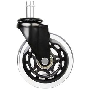 5 stuks/partij 2,5 inch/3 inch M10/M11 veiligheidsring zwart transparant wielstang PU Caster Silent Office-stoel universeel (2,5 inch - 11 mm)