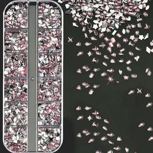12Grids Ocean Gold Nail Art Charms Schelp/Zeepaardje/Zeesterren Witte Halve Ronde Parel Gems Gemengde Punk Manicure Metalen Klinknagels Studs-PH209-8