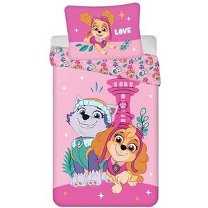 Paw Patrol Roze beddengoedset, ritssluiting, kinderen, katoenen beddengoed 140x200 cm, Oeko-Tex
