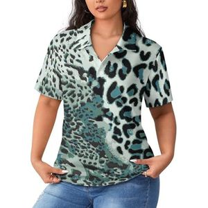 Safari Skin Poloshirts voor dames met korte mouwen, casual T-shirts met kraag, golfshirts, sportblouses, tops, 5XL