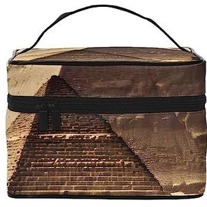 Dreaming of The Pyramids of Khufu Cosmetische reistas, toilettas, make-uptas voor mannen en vrouwen, geschikt voor cosmetische toiletartikelen, Zwart, Eén maat