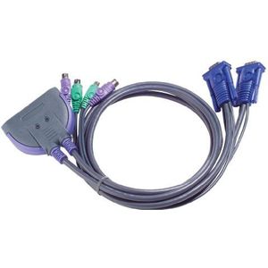 ATEN CS62 2-port PS/2 KVM switch toetsenbord-video-muis (kvm) kabel Meerkleurig 1,2 m