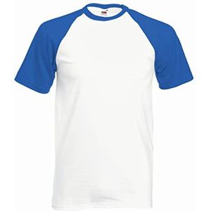 Fruit of the Loom Baseball T-shirt voor heren, wit/koningsblauw, XL