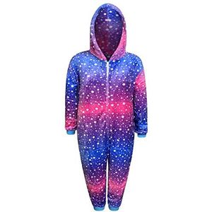 Eenhoorn onesie voor kinderen, meisjes, comfortabele pyjama, jongens, zacht slaappakje, cadeau voor kinderen, dierenjumpsuit, verkleedkostuum, Effen - Paars Roze Sterren, 8-9 Jaren