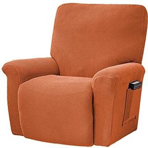 Stretch fauteuil stoelhoezen, 1 stoel vierdelige fauteuil Snowcover fauteuil stoelkleed antislip met zijzakken sofa covers voor kussen bank fauteuil (Color : Oranje)