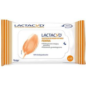 Lactacyd Femina vochtinbrengende doekjes voor intieme hygiëne - verrijkt met kalmerende allantoïne - 15 stuks