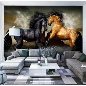 Eenvoudig Stereo Bruin Zwart Paard 3D Behang Huis Kantoor Home Eetkamer Bank Slaapkamer Woonkamer TV Achtergrond Muur-200cm×140cm