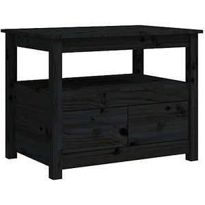 FSJIELW Home & Tuin-Salontafel Zwart 71x49x55 cm Massief Hout Dennen-Meubels Keuze