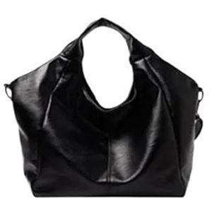 Zwarte grote handtas, dames hobo handtas met grote capaciteit, schoudertas van zacht leer, dames messengertas (Color : Black)
