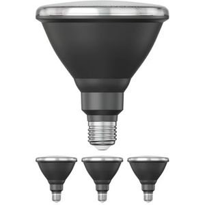 ledscom.de 4 stuks E27 LED lamp, PAR38 korte hals, wit (4200 K), 16,1 W, 1379lm, 45°, reflector spiegel (zilver)